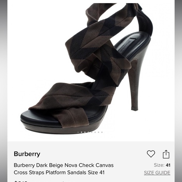 Burberry‎ Women’s Dark Beige Nova Canvas Heels Vibram Soles US 8 EU 38 - Picture 1 of 12